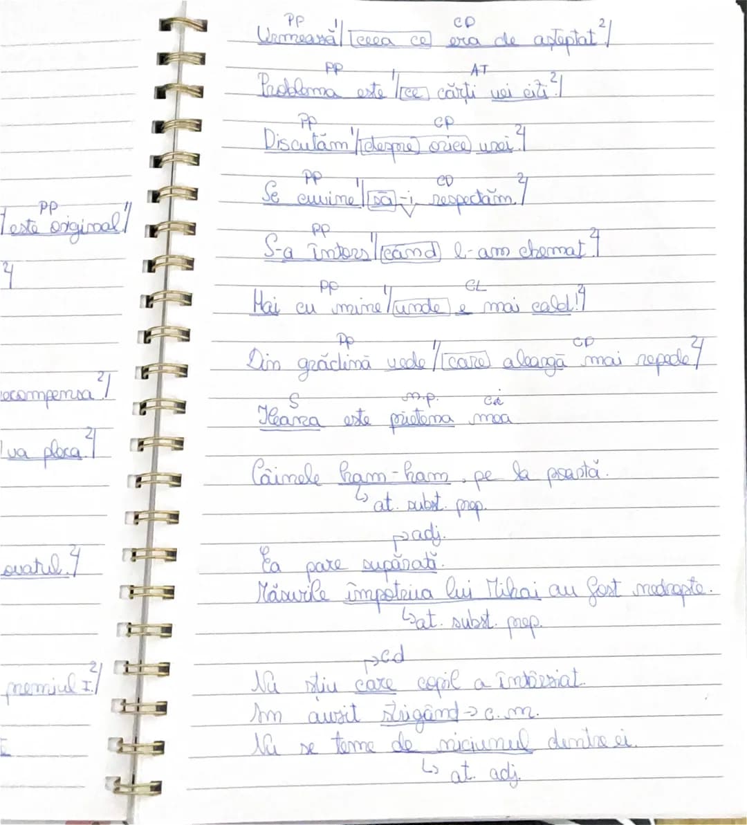 # Subordonate

PP
CM
Orașul meu este cum îl știi.

CP
PP
Cine știi carte, are patru ochi.

AT
PP
Feli[cum] ai rezolvat problema este origina