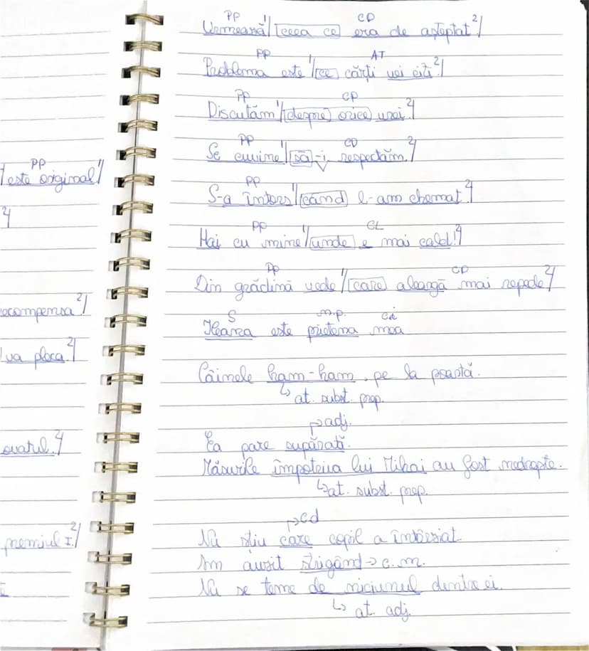 # Subordonate

PP
CM
Orașul meu este cum îl știi.

CP
PP
Cine știi carte, are patru ochi.

AT
PP
Feli[cum] ai rezolvat problema este origina