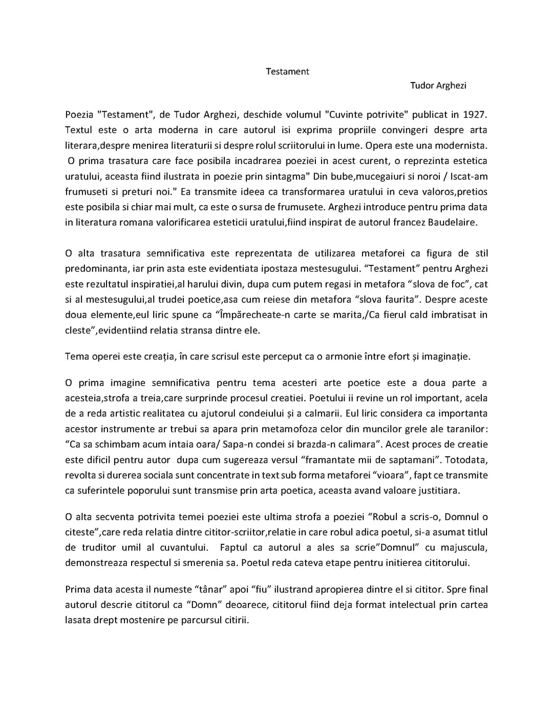 Testament de Tudor Arghezi