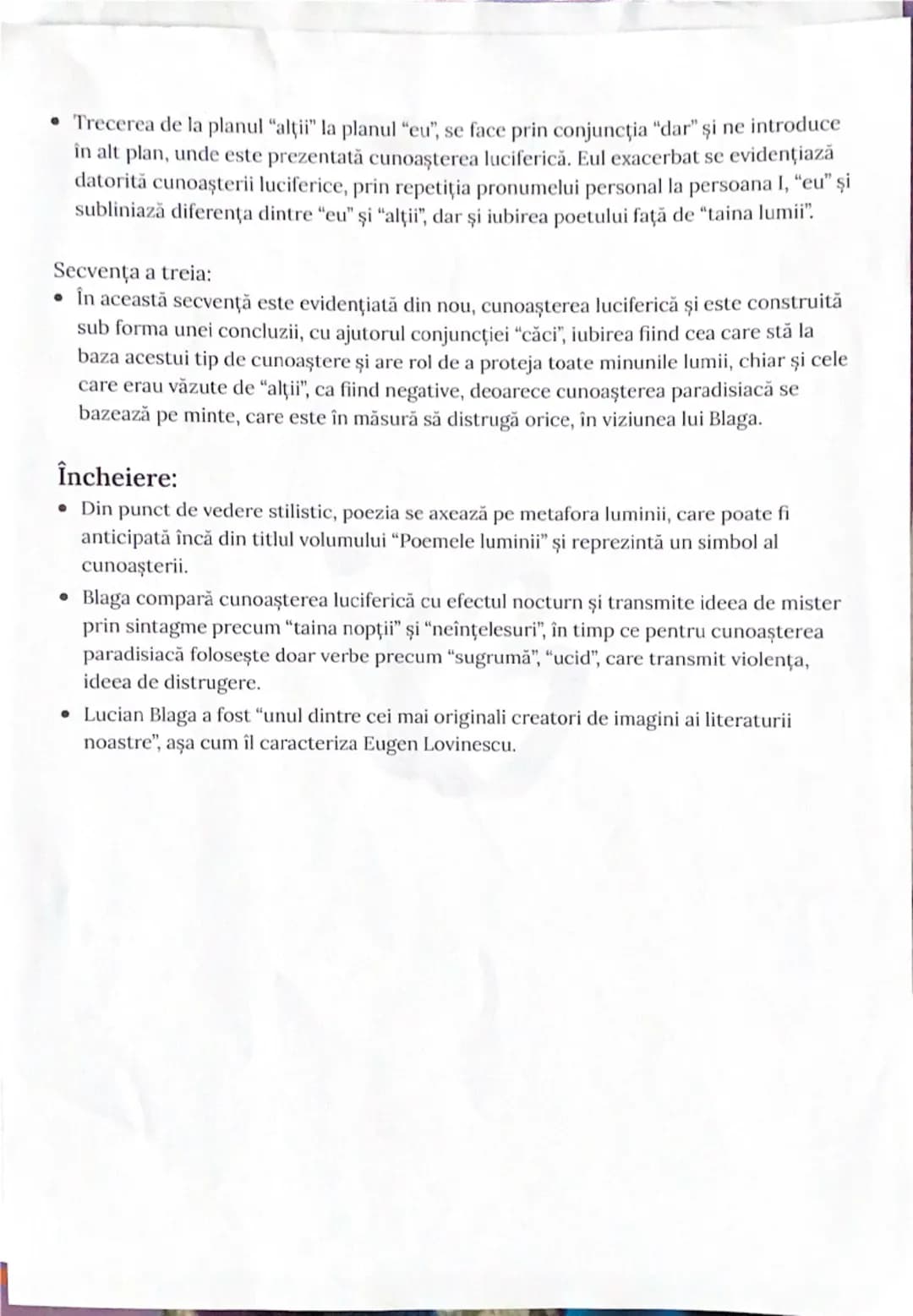 --- OCR Start ---
Eu nu strivesc corola de minuni a lumii
Lucian Blaga
Genul liric:
Genul liric cuprinde operele în care, cu ajutorul eului 
