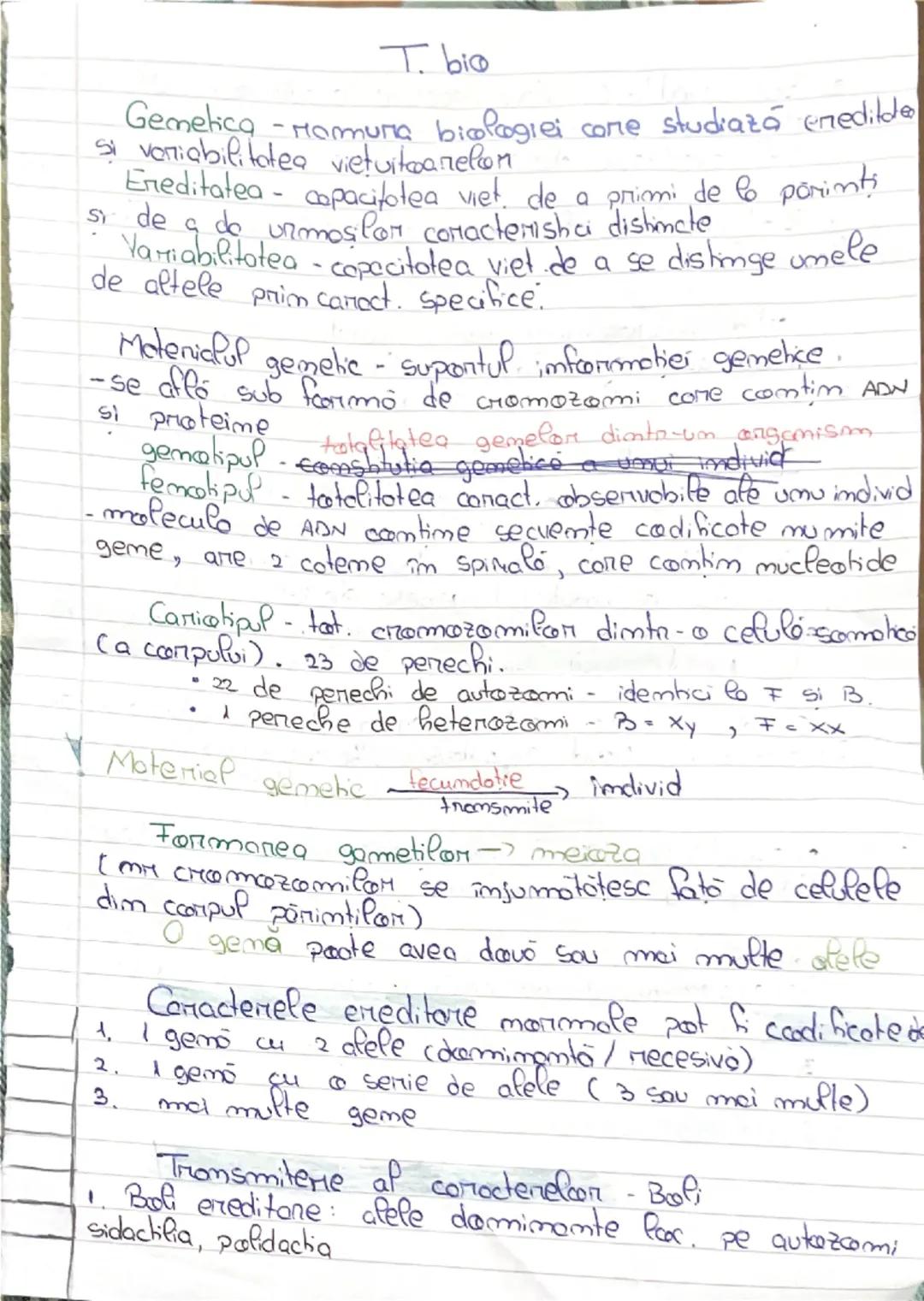 --- OCR Start ---
T. bio
Gemetica - Mamura biologiei core studiazó ereditde
si variabilitatea vietuitoarelon
Ereditatea - capacitatea viet, 