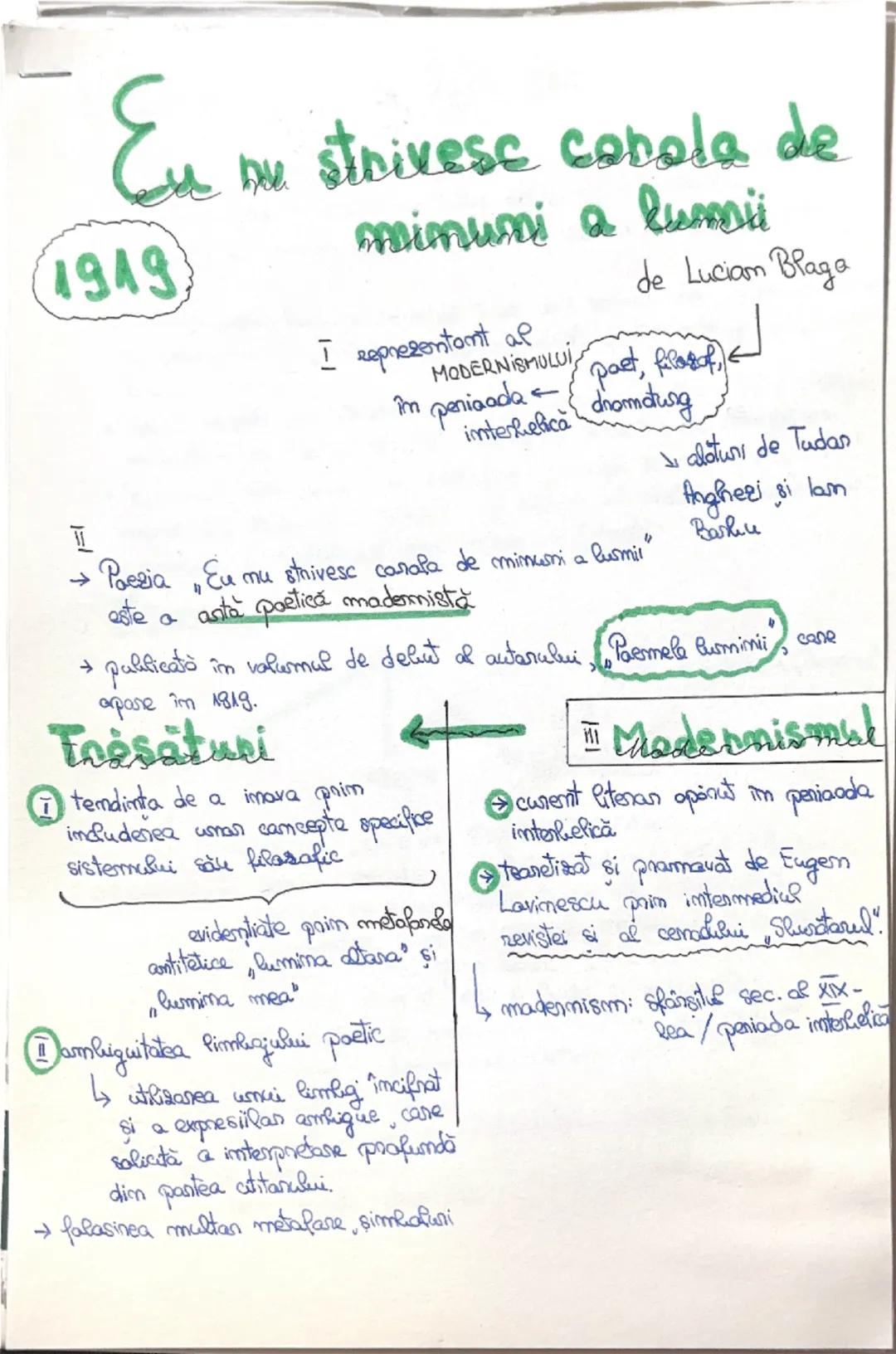 # En In strivesc cebola de

1949

mimuni a lumii

de Lucian Blaga

I reprezentant al

îm

MODERNISMULUI

NISMULUI, past, filosof, <

←

peri
