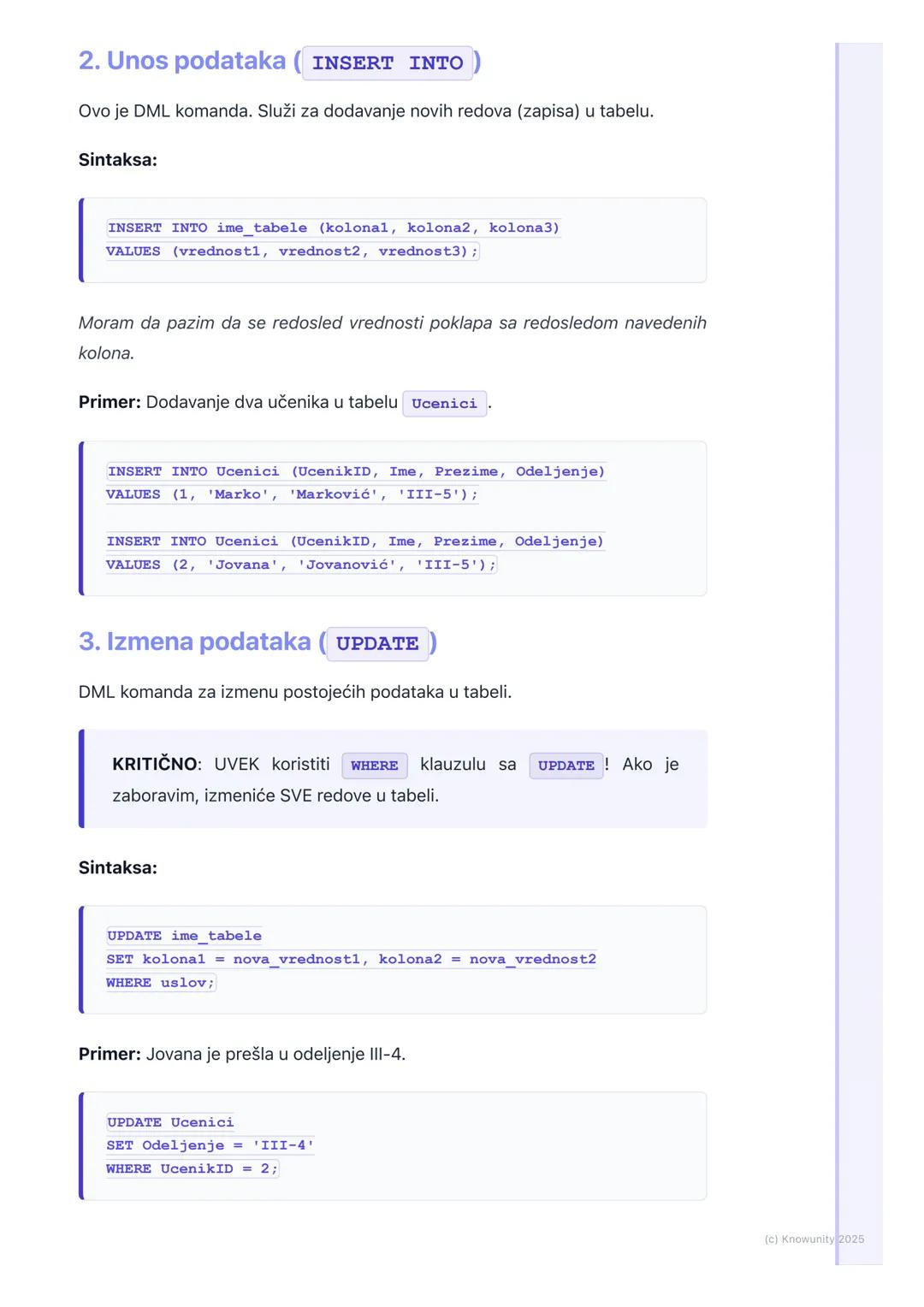 # SQL osnove

Uvod u SQL

SQL je skraćenica za Structured Query Language (Strukturirani jezik za
upite). To je standardni jezik koji se kori