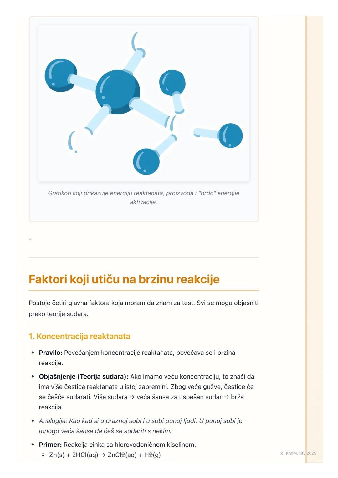 # Brzina hemijske reakcije

Šta je brzina hemijske reakcije?

Brzina hemijske reakcije nam govori koliko brzo reaktanti nestaju, a proizvodi