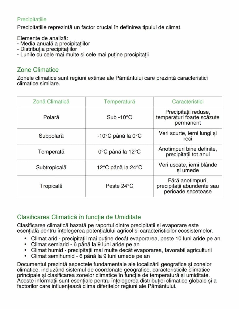 # Localizare și Zone Climatice - Note de Studiu
Geografie

# Elemente de Localizare Geografică
Localizarea geografică reprezintă poziționare
