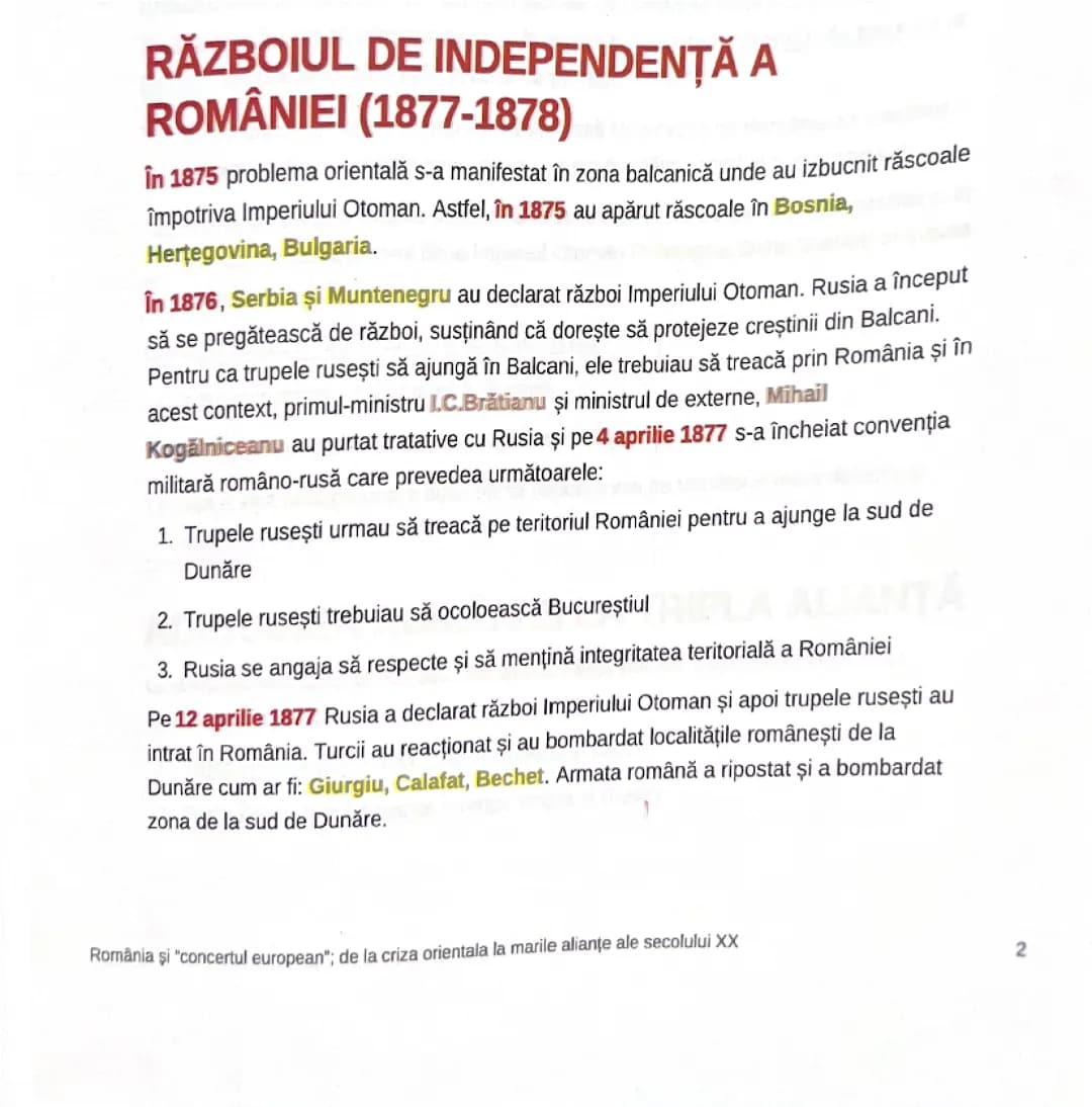 razboiul de independenta a romaniei