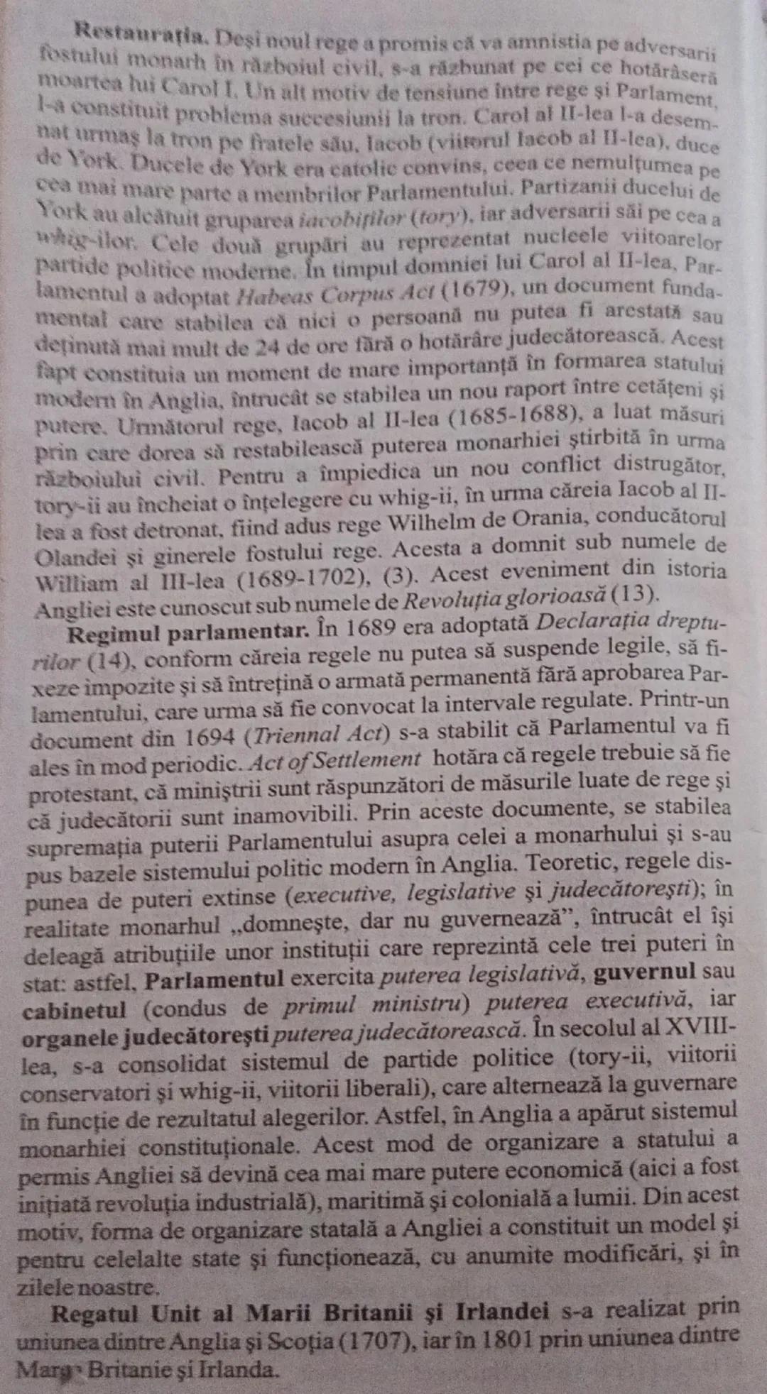 # „Revoluția glorioasă"
Războiul civil. În Anglia, instituția monarhică era puternică, însă
puterea sa era limitată de Parlament, de care re