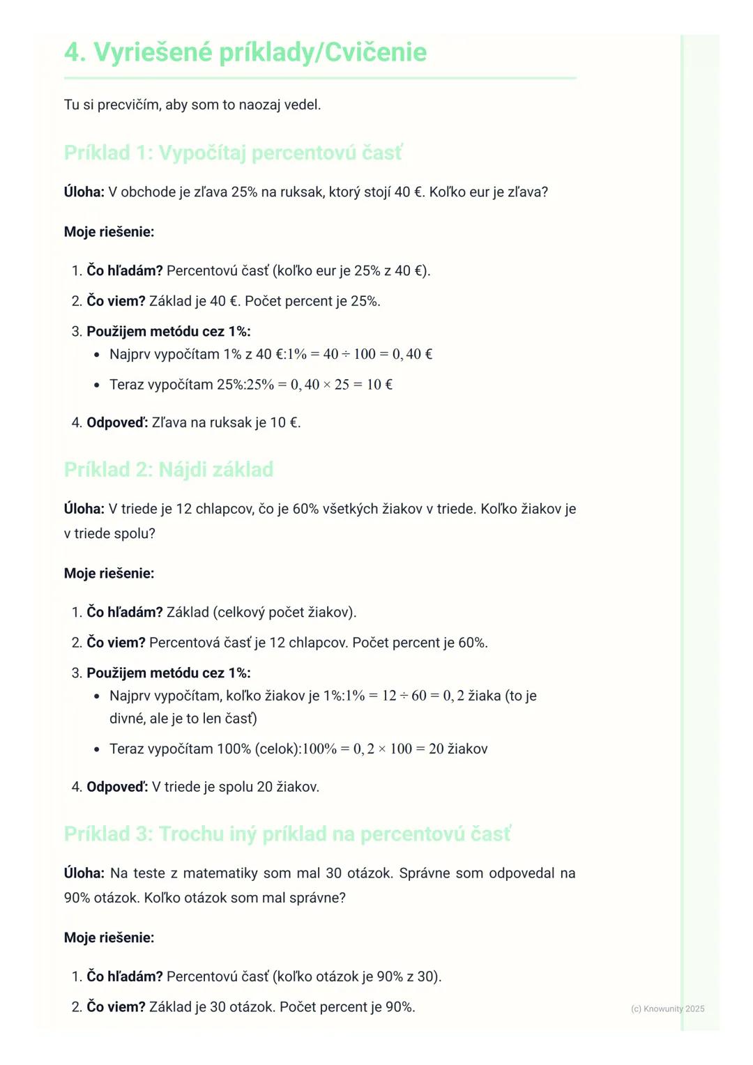 # Percentá

1. Úvod do percent

Percentá sú super dôležitá vec v matematike, lebo ich vidíme všade okolo nás!
Pomáhajú nám hovoriť o častiac