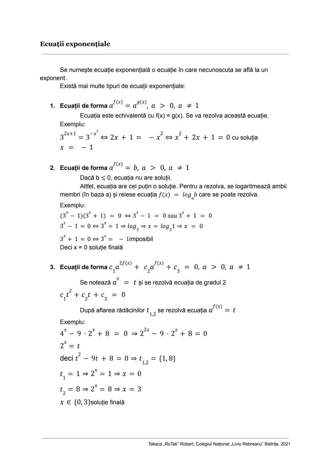 # Ecuații și Inecuații

În matematică, o ecuație este o propoziție matematică ce afirmă că două expresii
matematice sunt egale doar pentru a