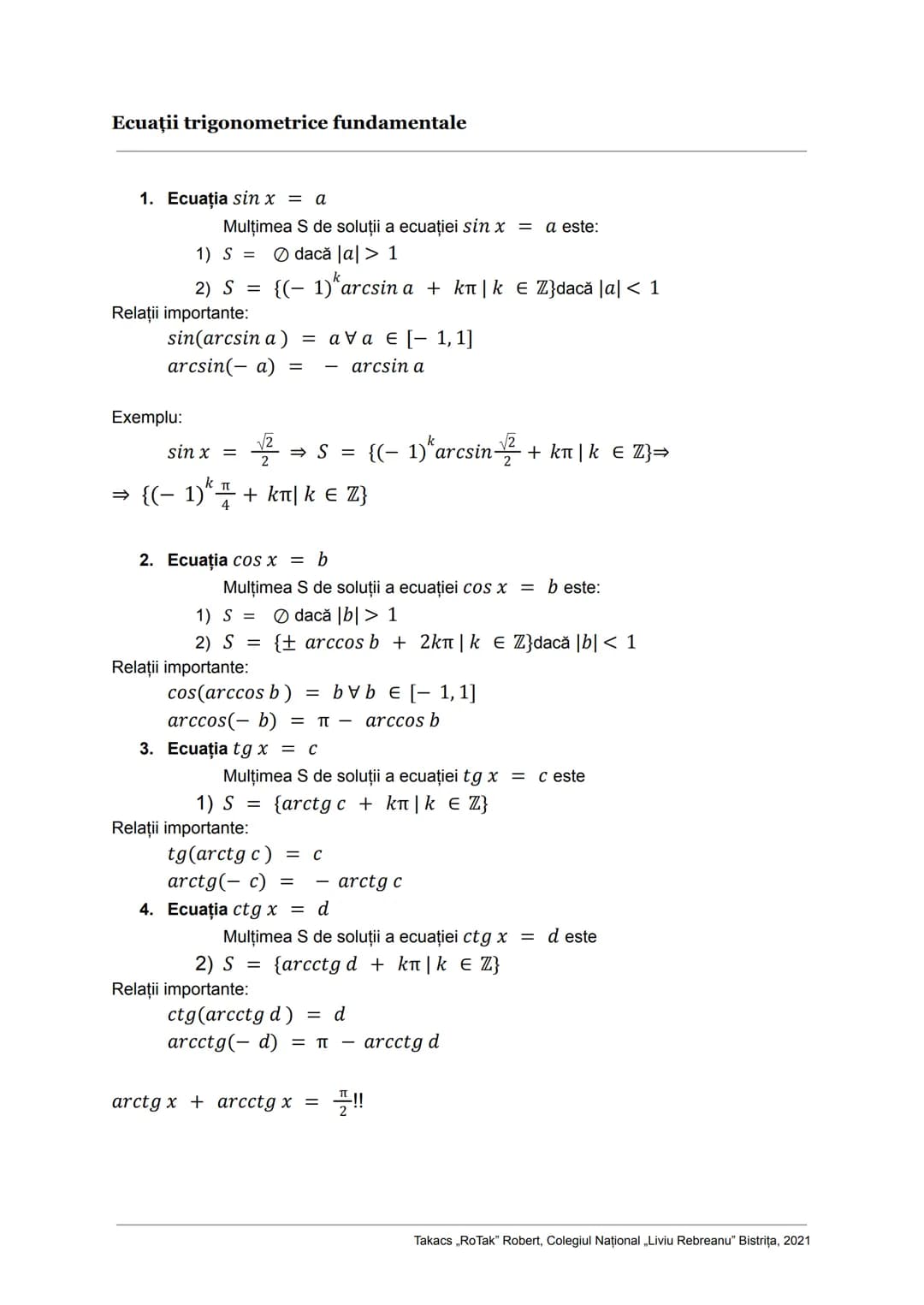 # Ecuații și Inecuații

În matematică, o ecuație este o propoziție matematică ce afirmă că două expresii
matematice sunt egale doar pentru a