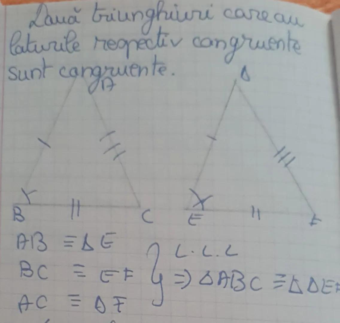 Inegalitate între
elementele triunghiului
• In orice triunghi la latura
mai mare se opune unghicel
mare
mai
• I'm orice triunghi la unghiul
