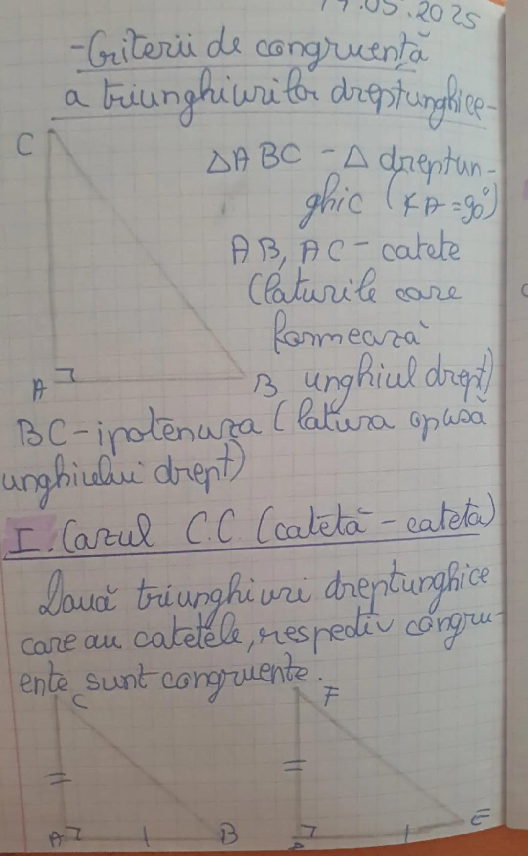 Inegalitate între
elementele triunghiului
• In orice triunghi la latura
mai mare se opune unghicel
mare
mai
• I'm orice triunghi la unghiul
