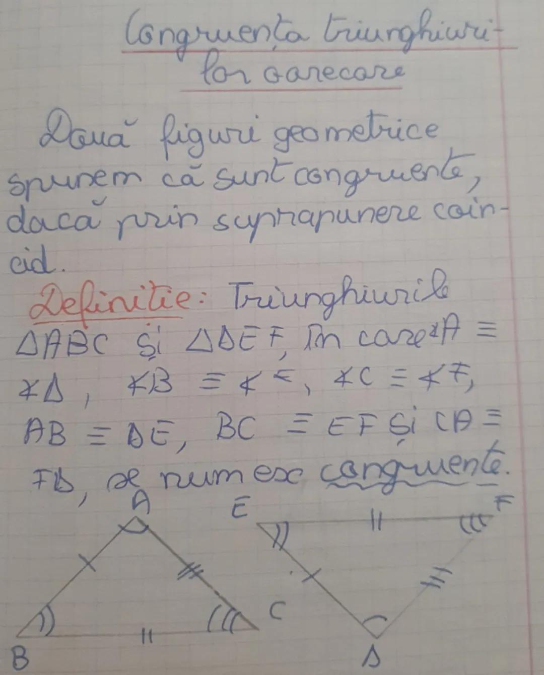 Inegalitate între
elementele triunghiului
• In orice triunghi la latura
mai mare se opune unghicel
mare
mai
• I'm orice triunghi la unghiul
