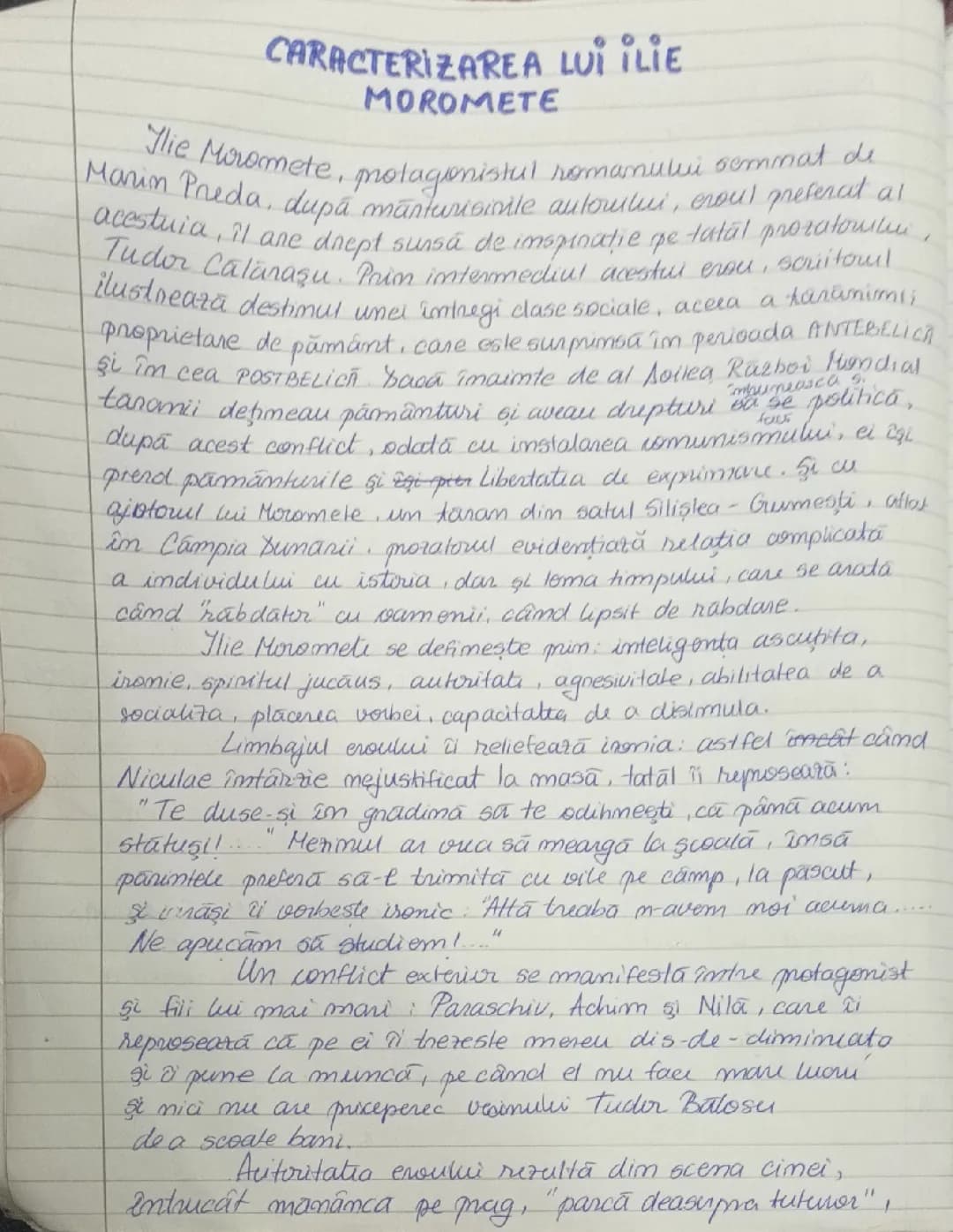 Caracterizarea lui Ilie Moromete 