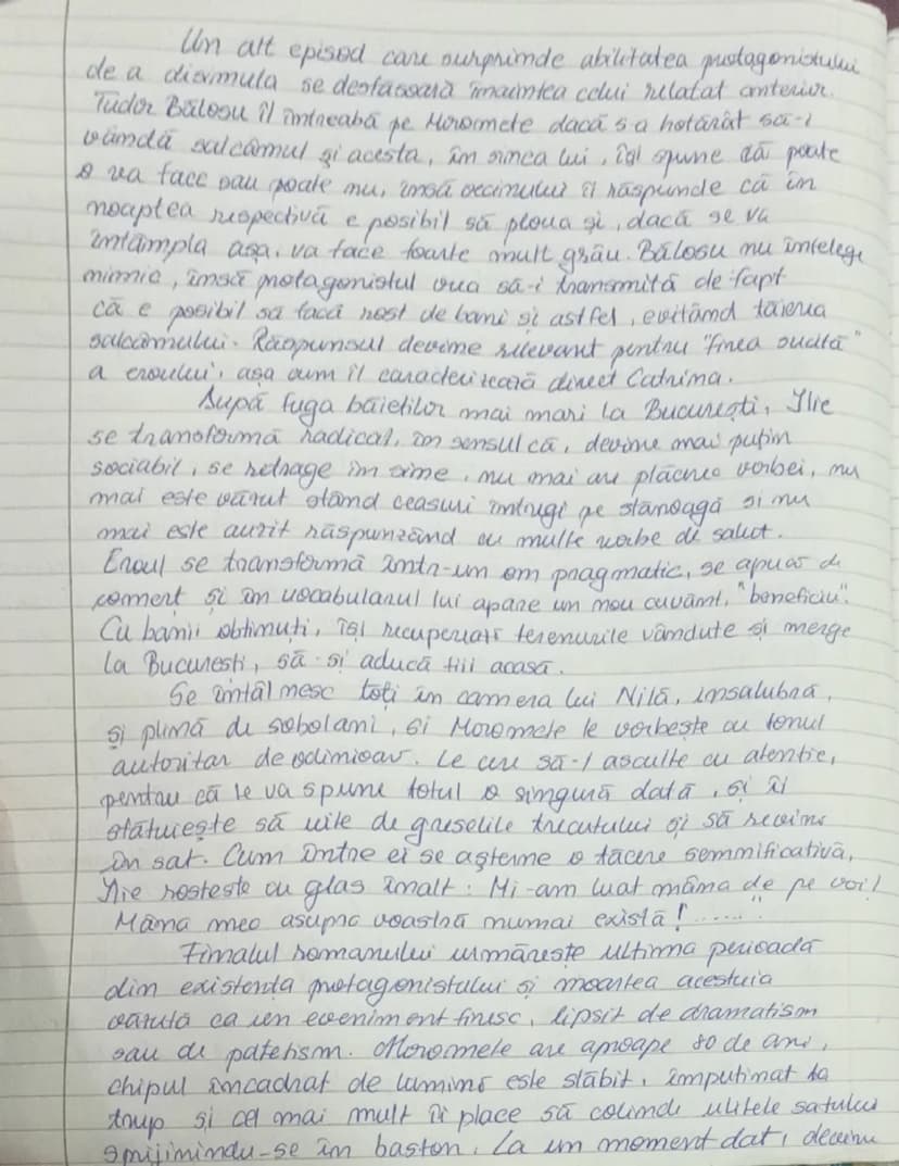 # CARACTERIZAREA LUI ILIE
MOROMETE

Ilie Moromete, protagonistul romanului semnat de
Marin Preda, după mărturiile autorului, eroul preferat 