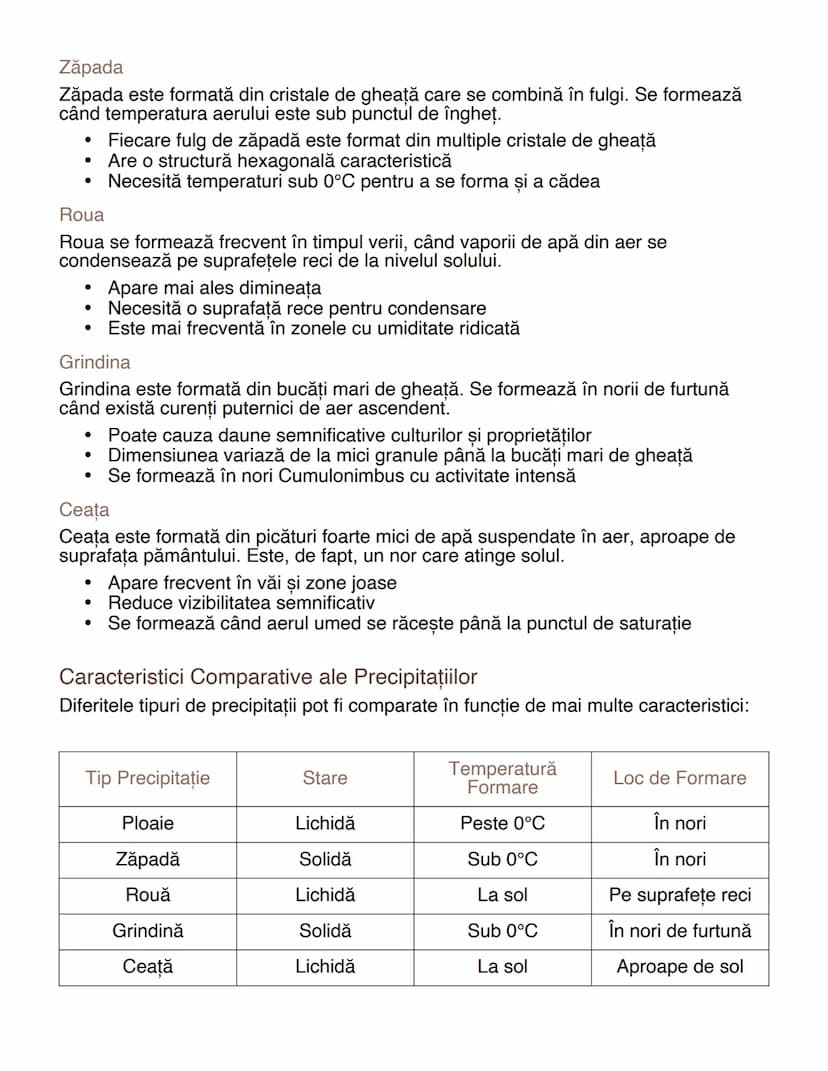 # Precipitaţiile: Formarea și Tipurile

# Formarea Precipitaţiilor
Precipitaţiile se formează printr-un proces natural în atmosferă. Aerul c