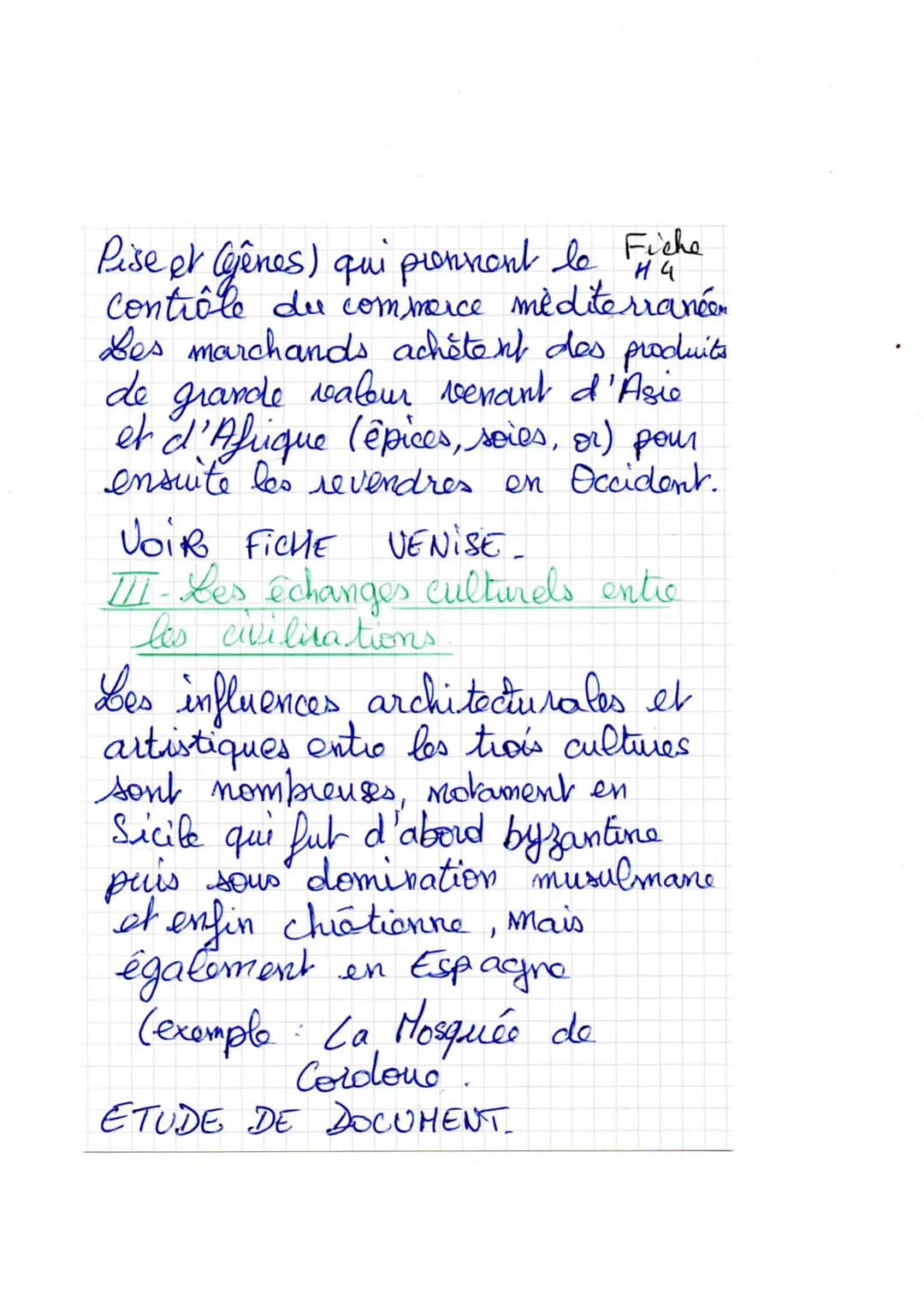 Pise et Gênes) qui prennent le Fiche
contrôle du commerce méditerranéen
Les marchands achètent des produits
de grande valour venant d'Asic
e