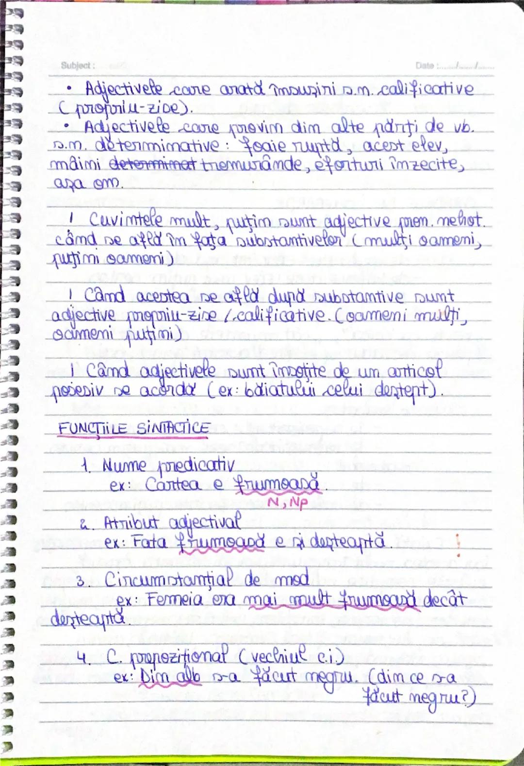 Subject:

ADJECTIVUL

Dated

=
partea de vb. flexibila care exprimă o însuşine
sau o calitate a unui obiect denumit de substantivul
determin