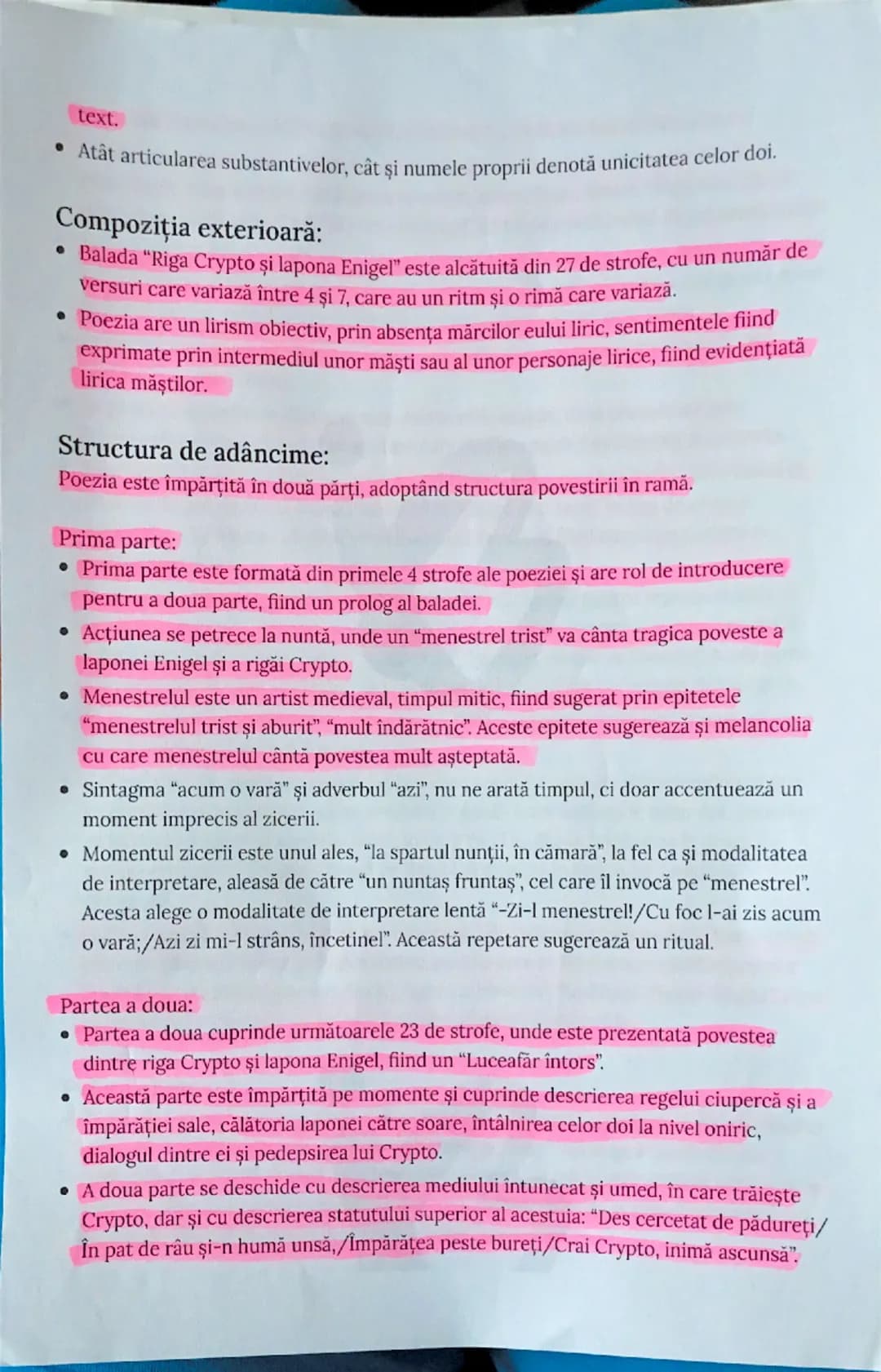 --- OCR Start ---
text.
• Atât articularea substantivelor, cât și numele proprii denotă unicitatea celor doi.
Compoziția exterioară:
• Balad