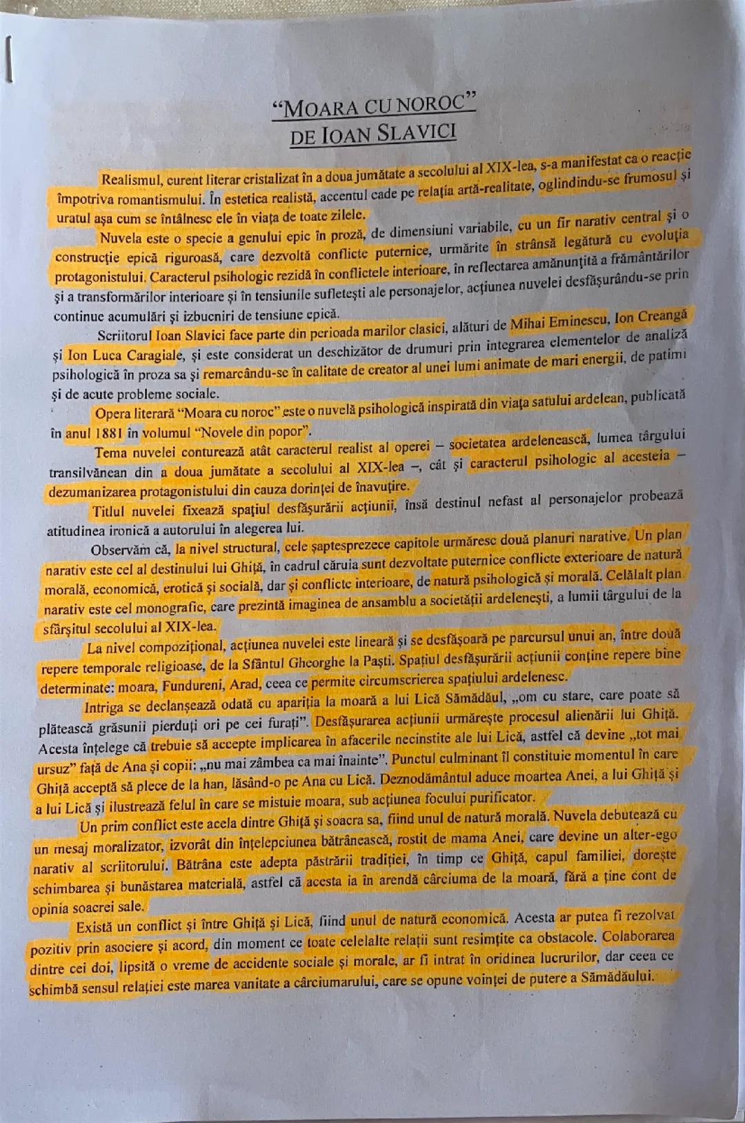 Eseu “Moara cu noroc” de Ioan Slavici 