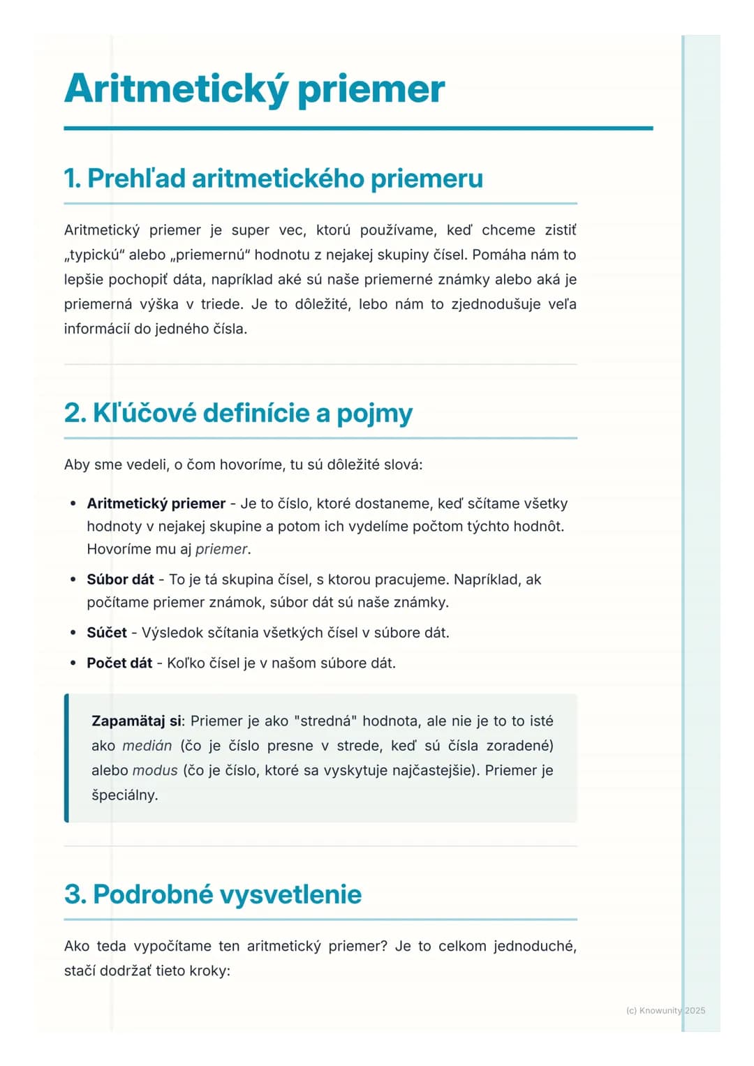# Aritmetický priemer

1. Prehl'ad aritmetického priemeru

Aritmetický priemer je super vec, ktorú používame, keď chceme zistiť
„typickú" al