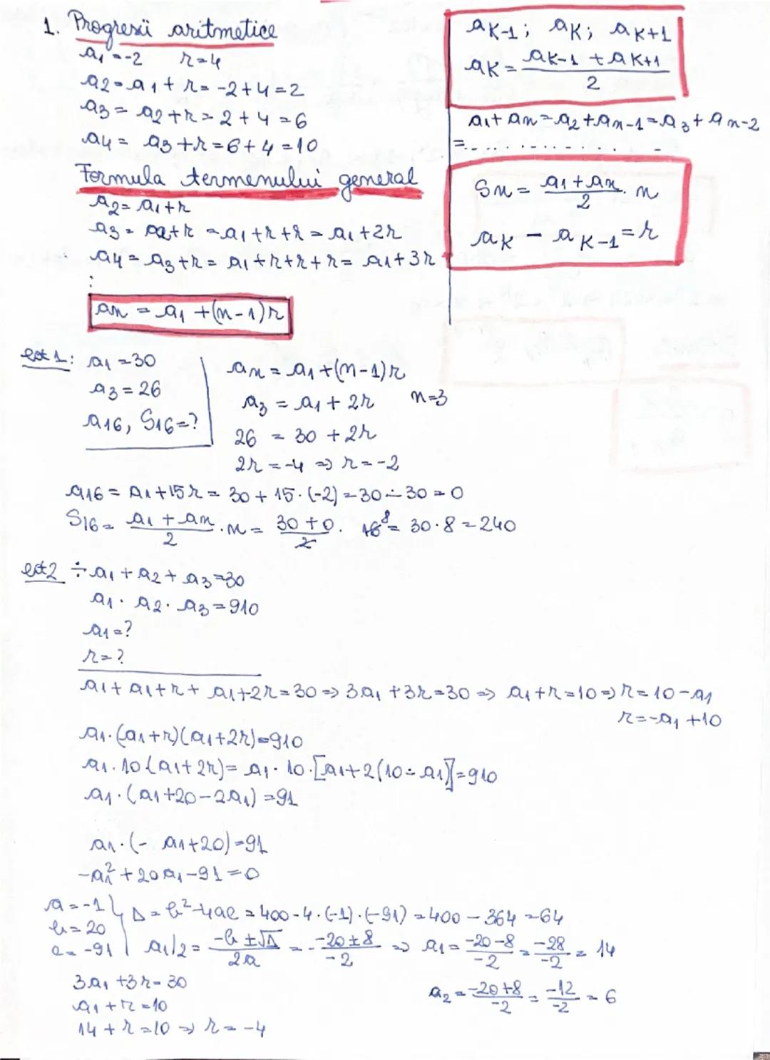 1. Progresi aritmetice
$a_1 = -2$
$r = 4$
$a_2 = a_1 + r = -2 + 4 = 2$
$a_3 = a_2 + r = 2 + 4 = 6$
$a_4 = a_3 + r = 6 + 4 = 10$
Formula term