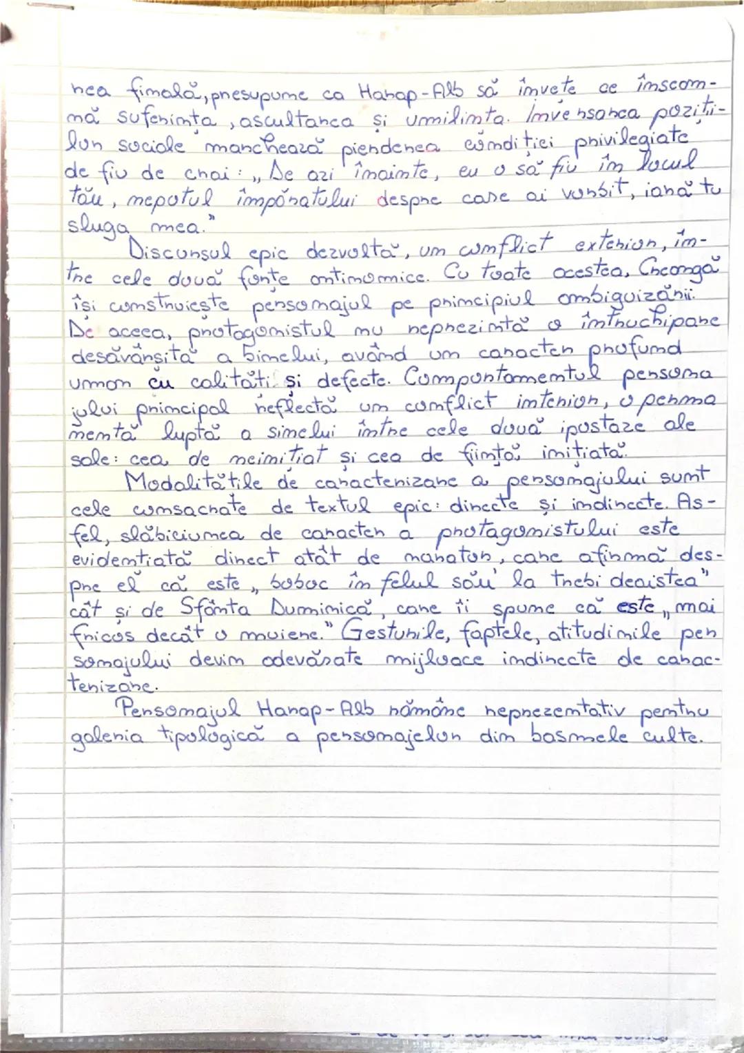 # PARTICULARITĂŢILE DE CONSTRUCTIE A
PERSONASULUI HARAP-ALB

"Povestea lui Hanap-Alb" de lom Creangă este um basm
cult, publicat îm nevista,