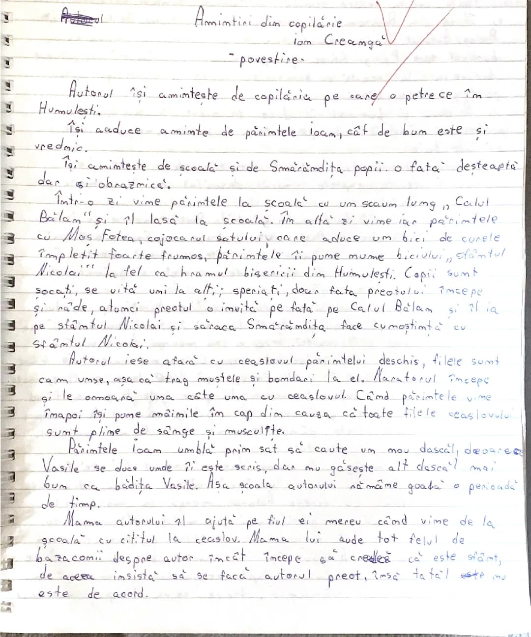 Amintiri din copilărie rezumat 
