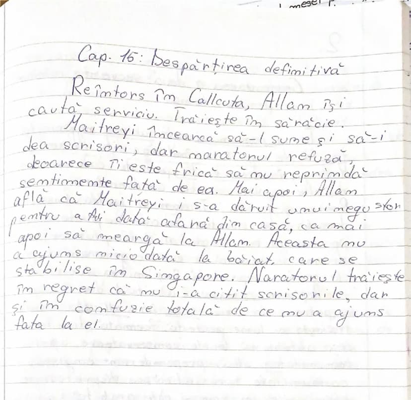 --- OCR Start ---
Allam
se
Maitreyi
Mircea Eliade
- rezumat pe capitole-
22.01.202.
Cap. 1. Întâlnirea cu Maitreyi
O
pare
fata i
El Ti
despr
