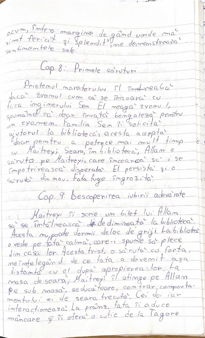 --- OCR Start ---
Allam
se
Maitreyi
Mircea Eliade
- rezumat pe capitole-
22.01.202.
Cap. 1. Întâlnirea cu Maitreyi
O
pare
fata i
El Ti
despr