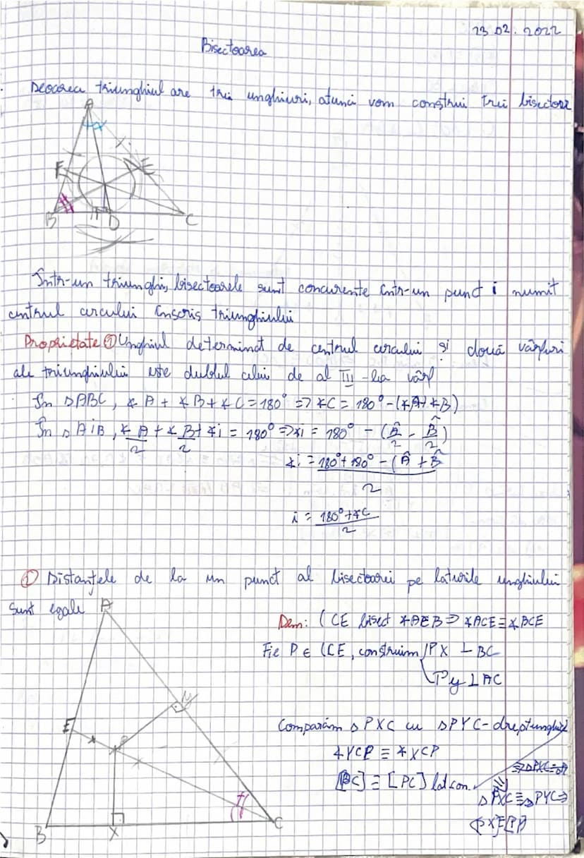 --- OCR Start ---
SABC
[AB]=[PC]
Obnij. BC
C: LAOJ bis. KBAC
Dem: O mij. BC (BO) [OC)
Comparam BAO im SCAD
BB=[AC]
BOJE [OC] DBAO=ACAO⇒KBAQA