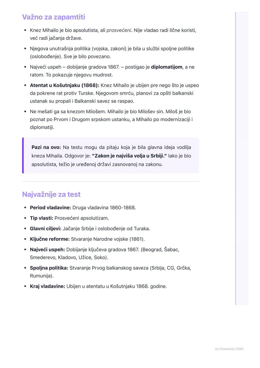 # Vladavina kneza Mihaila
Obrenovića

Uvod u period vladavine kneza Mihaila

Knez Mihailo Obrenović je vladao Srbijom u dva navrata. Njegova