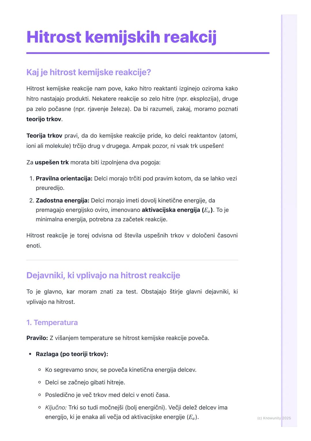 # Hitrost kemijskih reakcij

Kaj je hitrost kemijske reakcije?

Hitrost kemijske reakcije nam pove, kako hitro reaktanti izginejo oziroma ka
