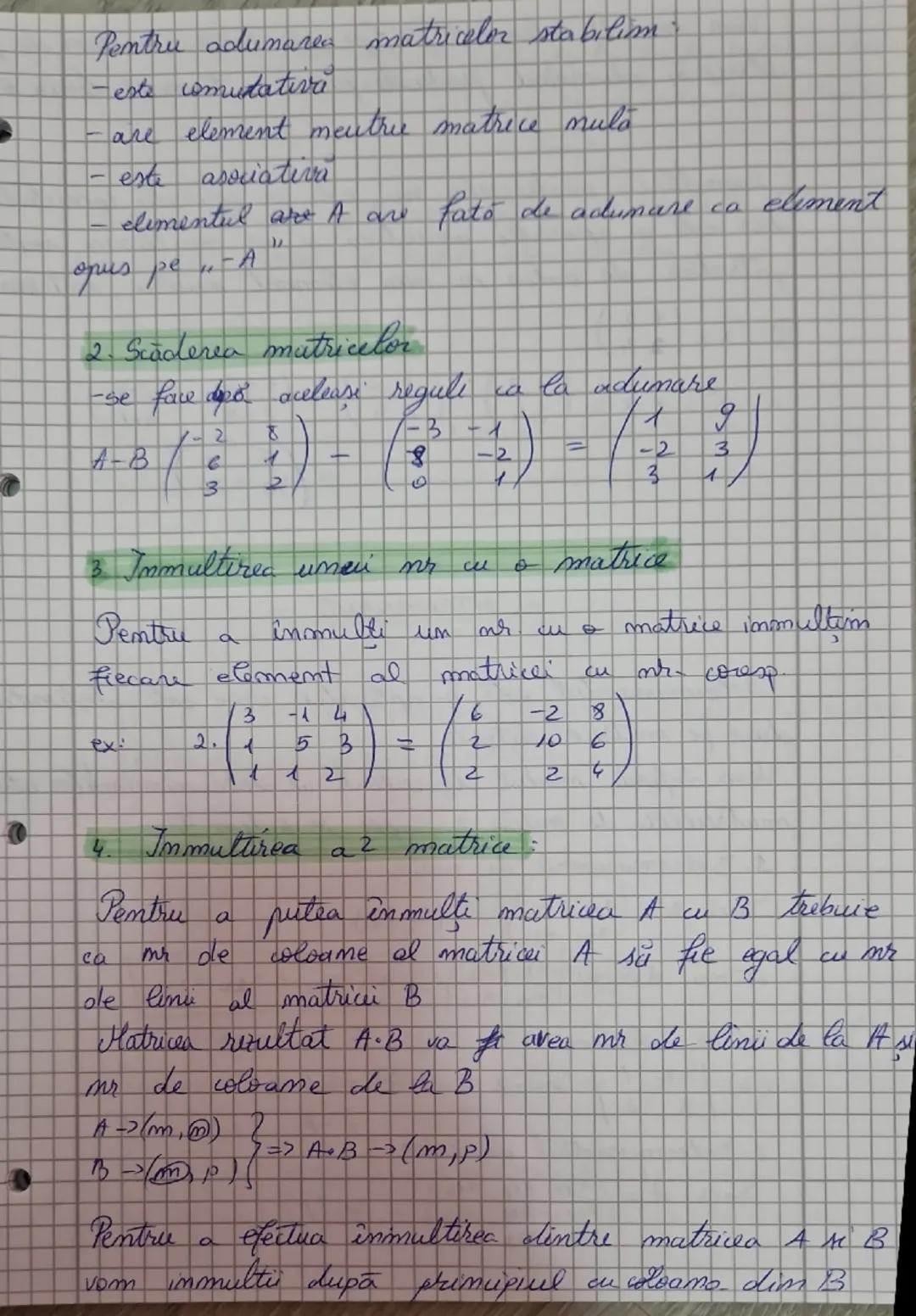 --- Operatii cu
matrice -
1 Adunarea matricelor
Pentru a aduna 2 matrice A si B trebuie ca cele 2
matrice sa aiba acelasi ordin si rezultatu