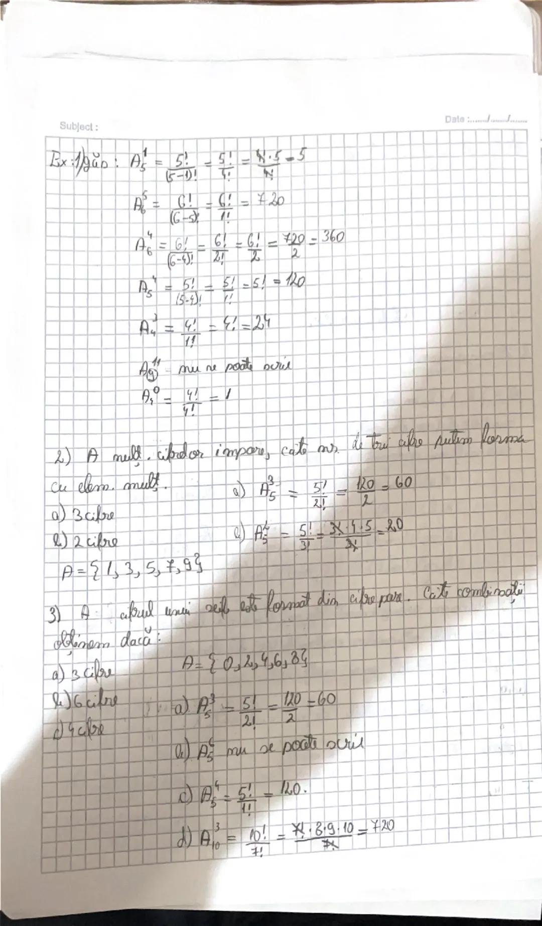 # Subject :

# Date :

1) $m = 3$
$P_m = 3! = 1.2.3 = 6$

3) $C = \{x \in \mathbb{N} / \frac{5}{a+1} \in \mathbb{N}\}$

a) $0+1 \in D_5 = \{
