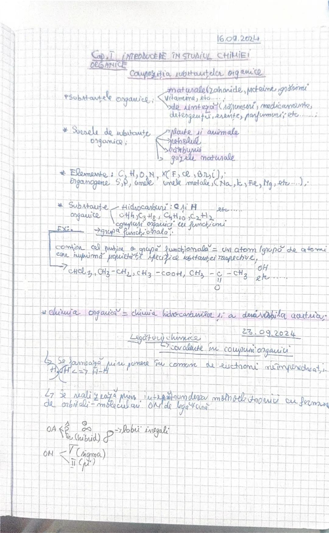 16.09.2024
Cap.I INTRODUCERE ÎN STUDIUL CHIMIEI
ORGANICE
Compoziția substanțelor organice
*Substanțele organice:
mat.naturale (zahăride, pro