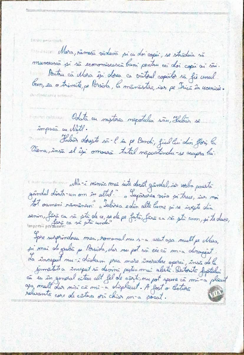 --- OCR Start ---
Fisă de lectură
Titlul Mara
Antorul Joan Slavici
Genul literar Epic
Specia literart: Roman realist-obiectio
Opera este ser