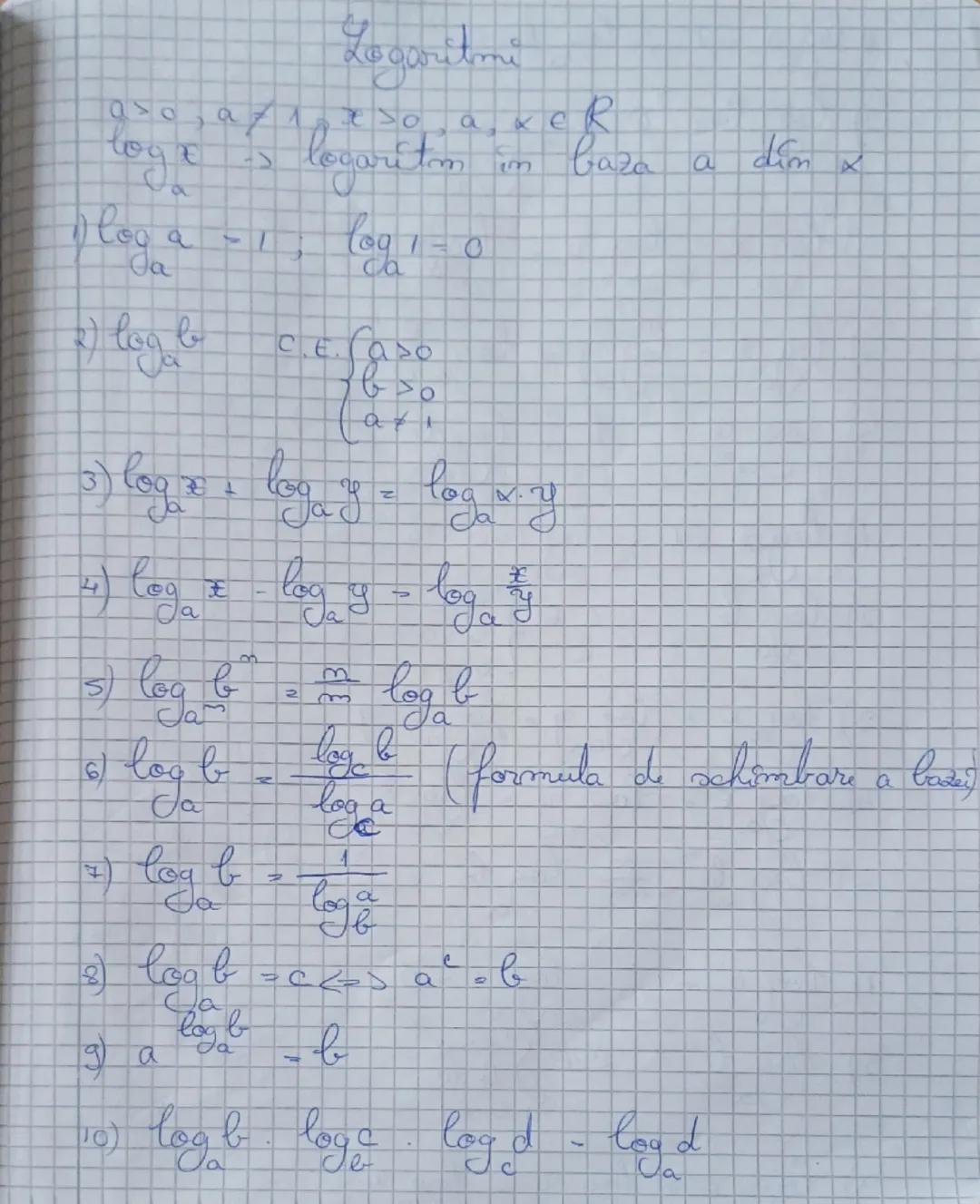 Formule matematică clasa a-X-a 
