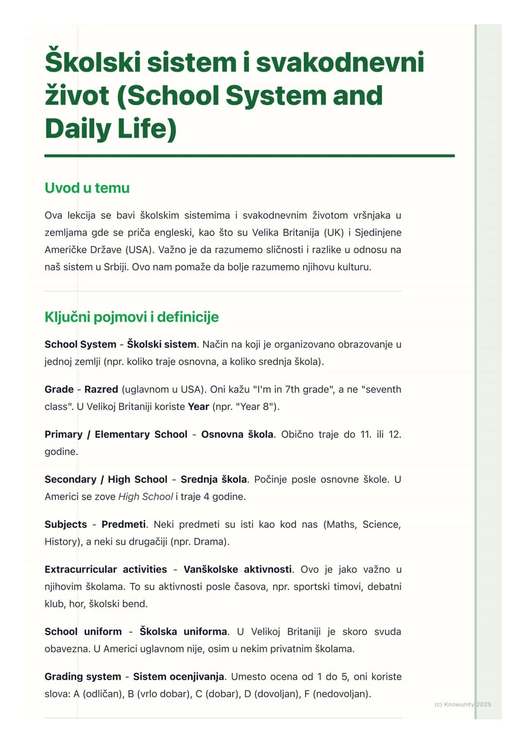 # Školski sistem i svakodnevni
život (School System and
Daily Life)

Uvod u temu

Ova lekcija se bavi školskim sistemima i svakodnevnim živo