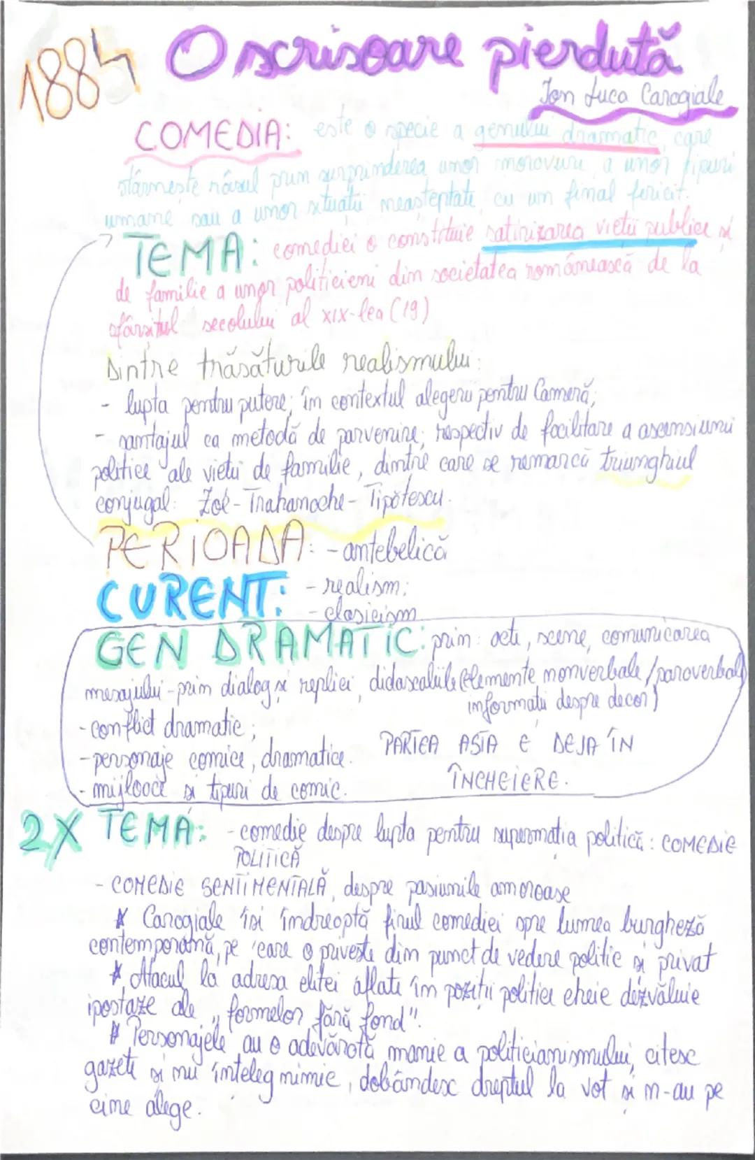 Analiză - O scrisoare pierdută de I.L. Caragiale