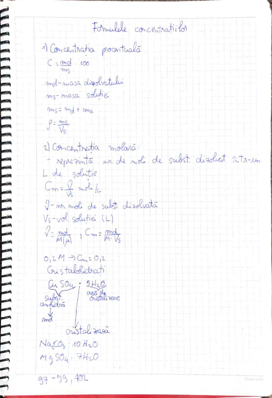 Formulele concentrațiilor 