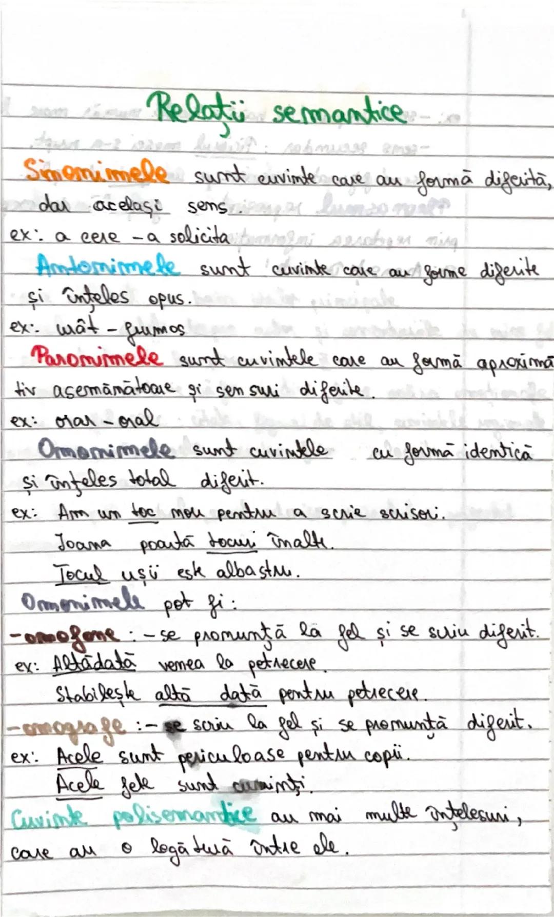 --- OCR Start ---
tques
Relaţii semantice
Simomimele sunt cuvinte care as forma diferita,
dar acelaşi sens
ex: a cere - a solicita
ning
Anto