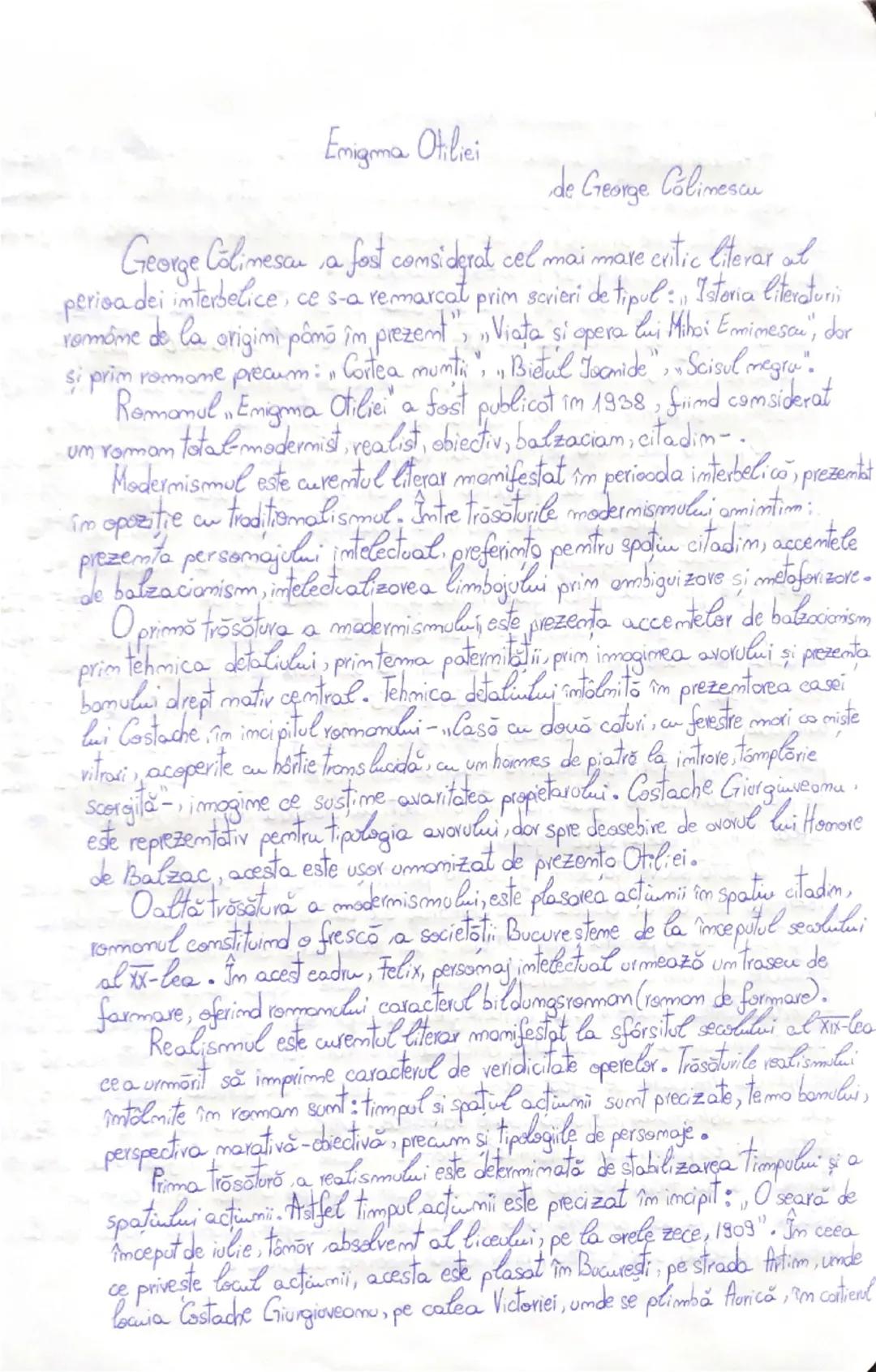 # Emigma Otiliei

de George Colinescu

George Calinescu, a fost considerat cel mai mare critic literar al
perioadei interbelice, ce s-a rema