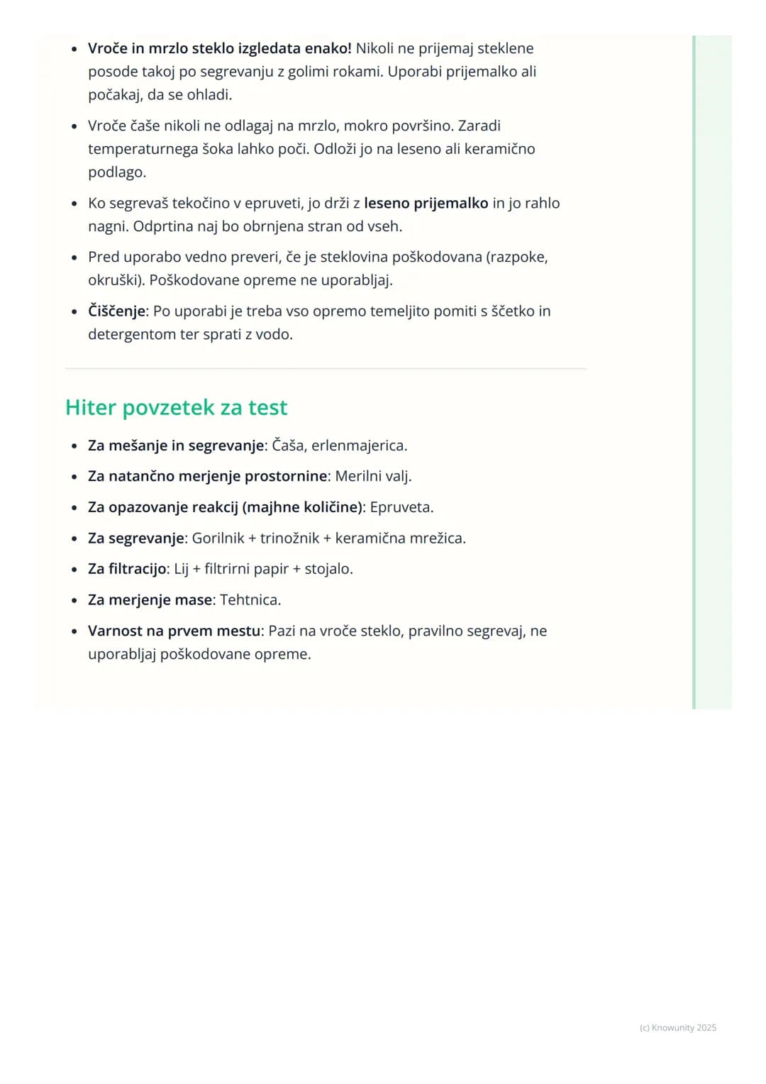 # Osnovna laboratorijska
oprema

Uvod v laboratorijsko opremo

Za delo v kemijskem laboratoriju je nujno poznati osnovno laboratorijsko
opre