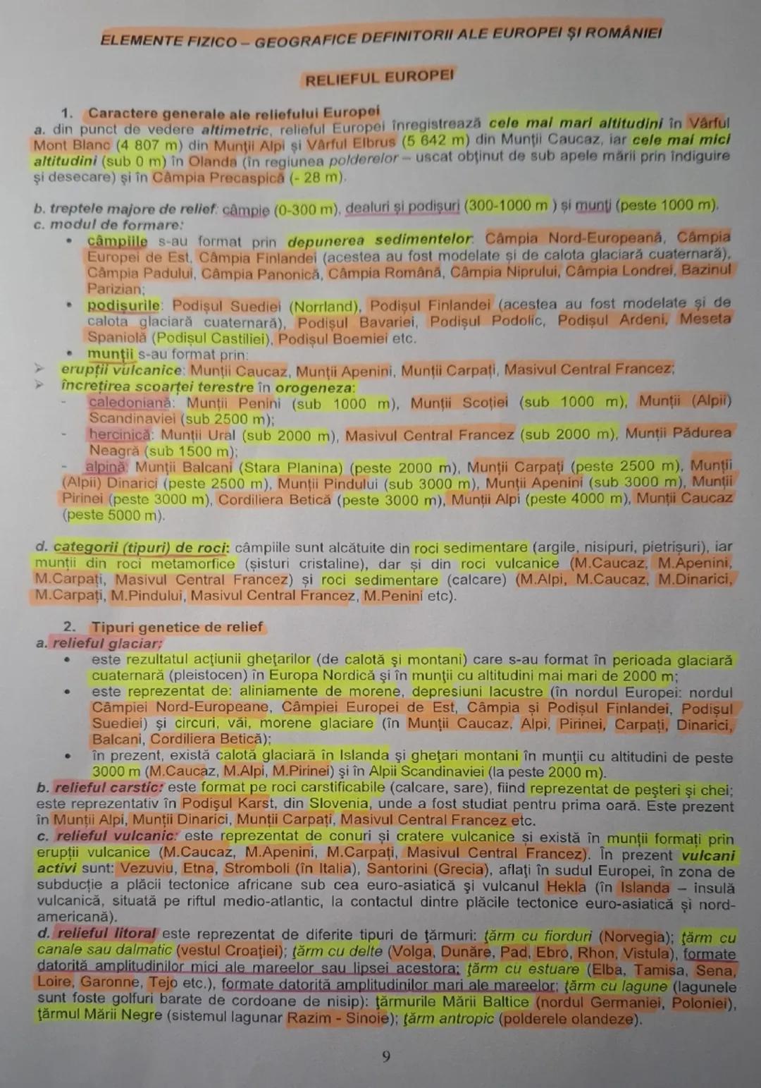 # ELEMENTE FIZICO - GEOGRAFICE DEFINITORII ALE EUROPEI ȘI ROMÂNIEI

RELIEFUL EUROPEI

1. Caractere generale ale reliefului Europei
a. din pu