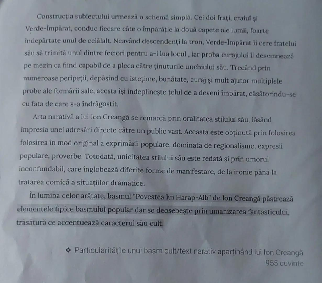 # POVESTEA LUI HARAP-ALB
## ION CREANGA
### 1877

Ion Creangă este unul dintre marii clasici ai literaturii române, care s-au afirmat în
cer