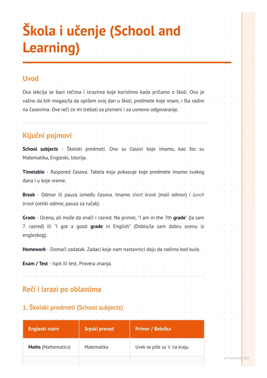 # Škola i učenje (School and
Learning)

Uvod

Ova lekcija se bavi rečima i izrazima koje koristimo kada pričamo o školi. Ovo je
važno da bih