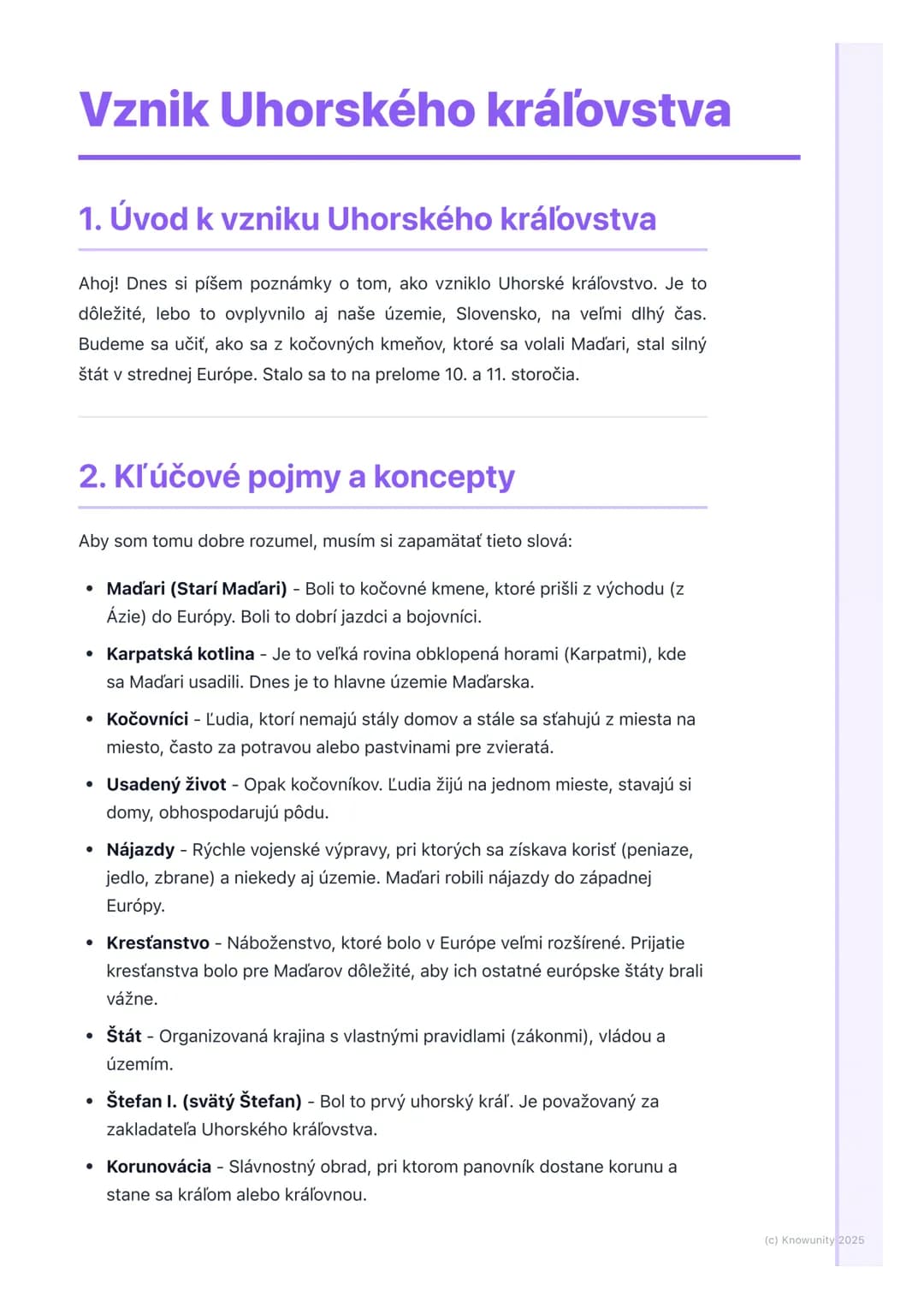 # Vznik Uhorského kráľovstva

## 1. Úvod k vzniku Uhorského kráľovstva

Ahoj! Dnes si píšem poznámky o tom, ako vzniklo Uhorské kráľovstvo. 