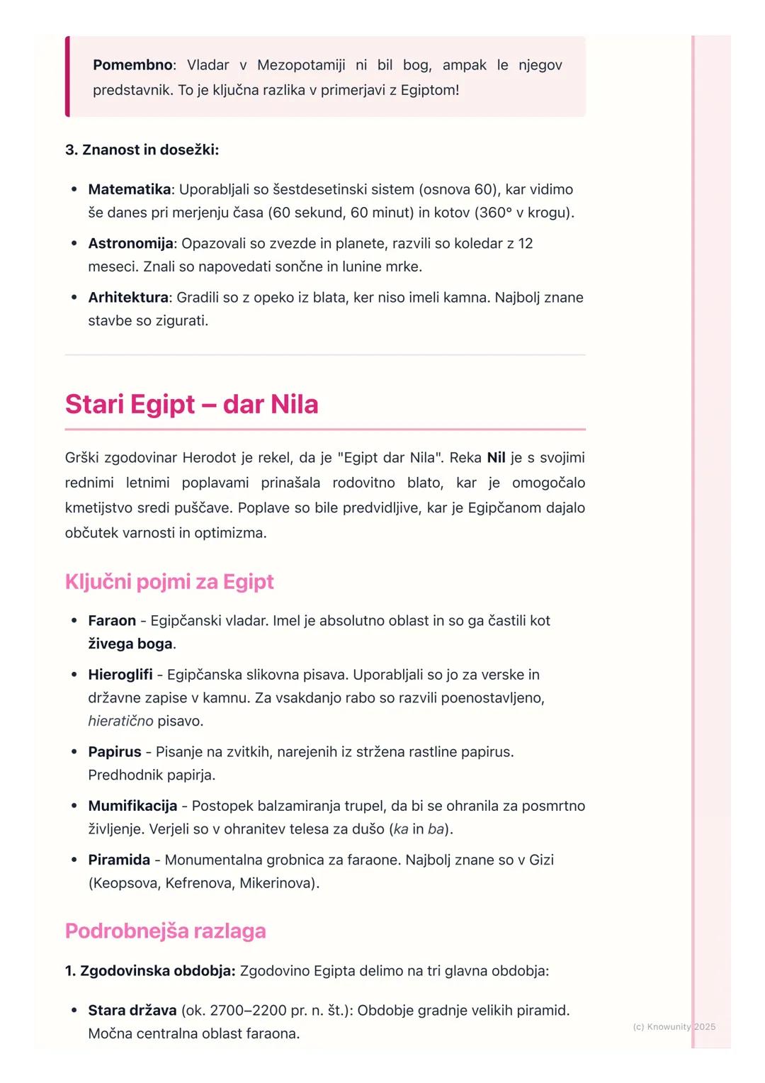 # Prve visoke civilizacije:
# Mezopotamija in Egipt

## Uvod v prve visoke civilizacije

Prve visoke civilizacije so se razvile okoli 4. tis