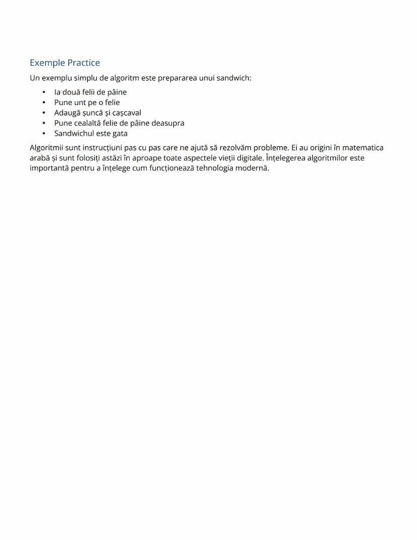 --- OCR Start ---
Algoritmi - Introducere și Concepte de Bază
Ce este un Algoritm?
Un algoritm reprezintă o serie de pași sau reguli care re